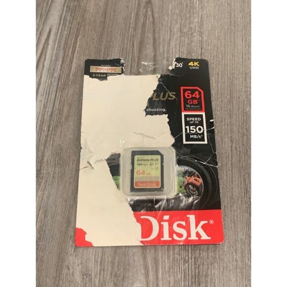 SanDisk Extreme PLUS SDXC UHS-I 64GB memory card - Picture 1 of 2